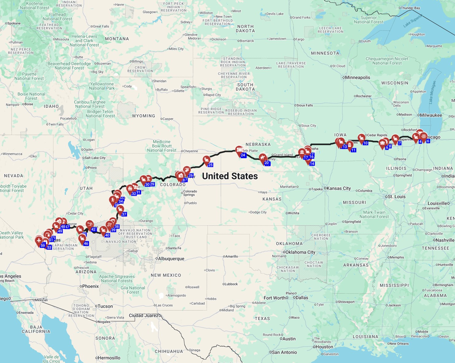 best free rv trip planner Chicago to Las Vegas USA
